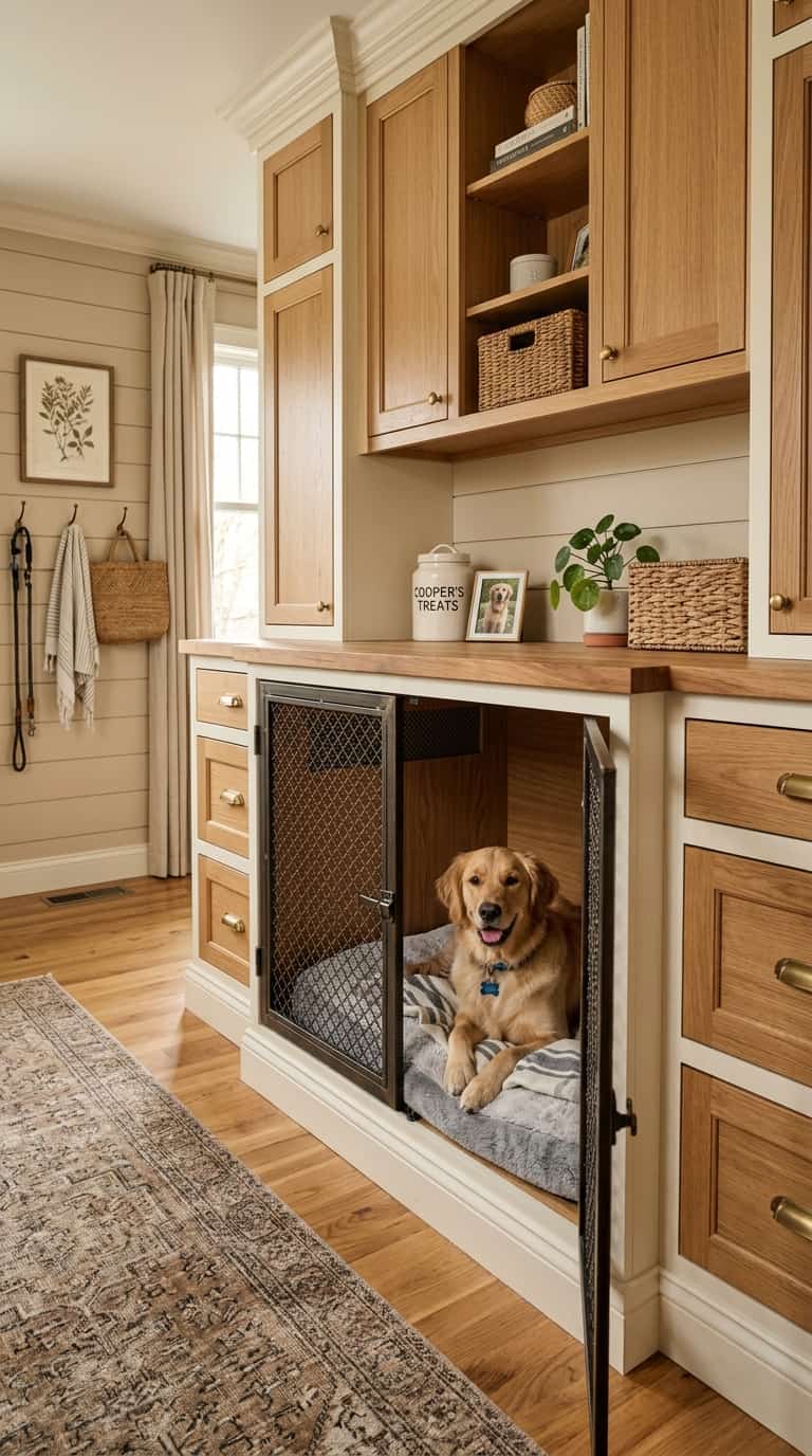 8 Stunning Dog Crate Ideas That Look Like Furniture 3 Built-In Cabinet Dog Crate