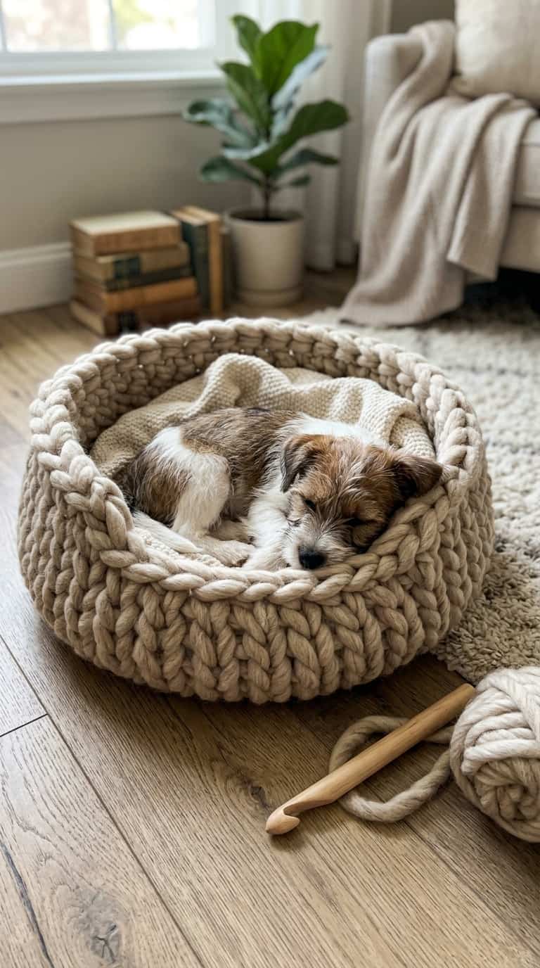 8 Stunning Dog Crate Ideas That Look Like Furniture 5 Chunky Crochet Cat Dog Bed