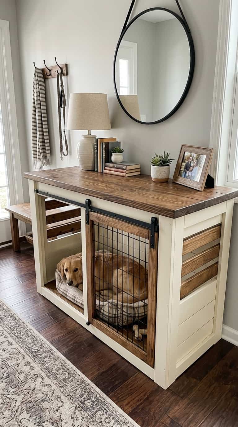 7 Simple DIY Doghouse Ideas For Your Pup 2 DIY Dog Crate Console Table