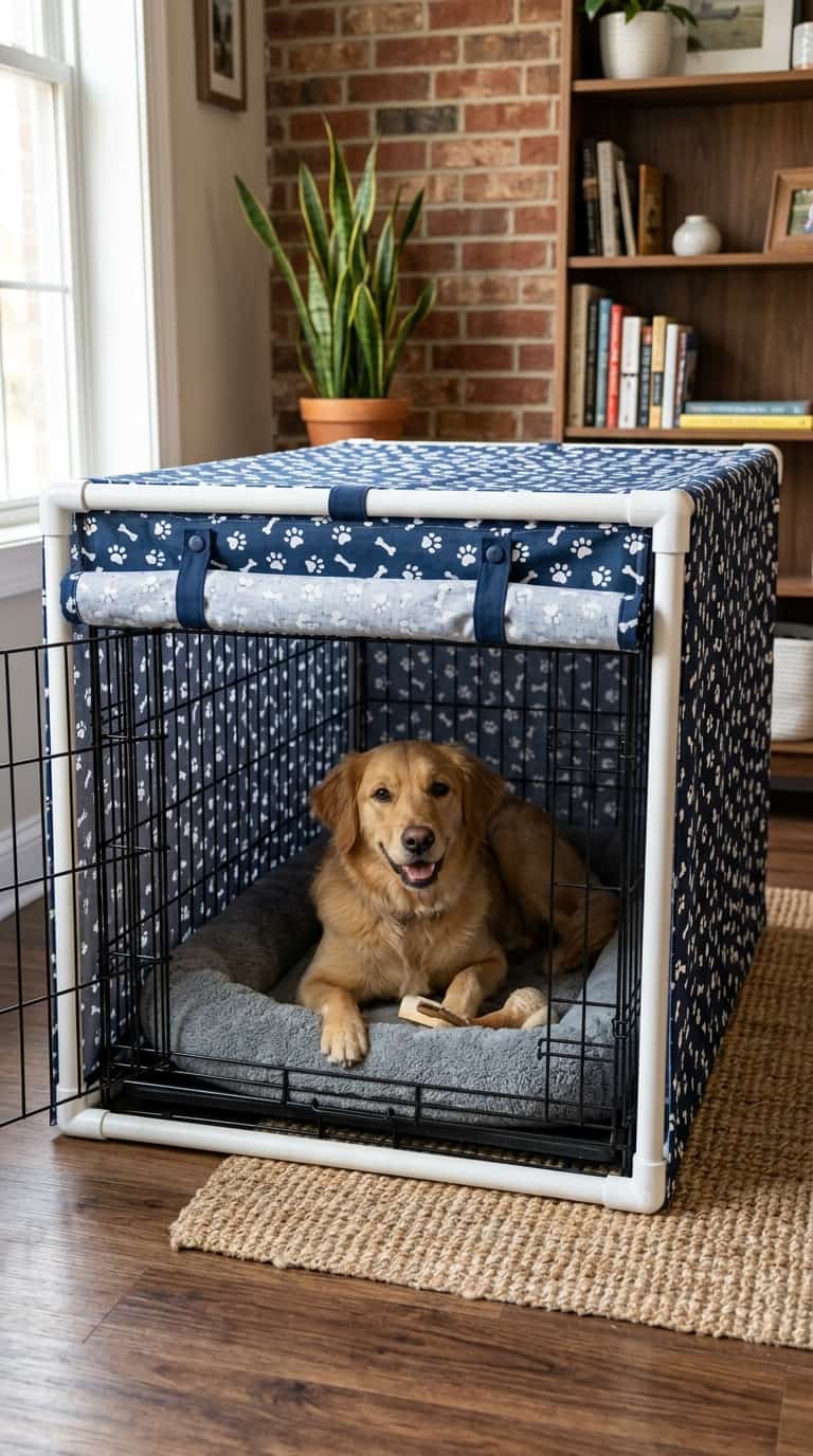 7 Simple DIY Doghouse Ideas For Your Pup 5 DIY Dog Crate Cover With Plastic Frame