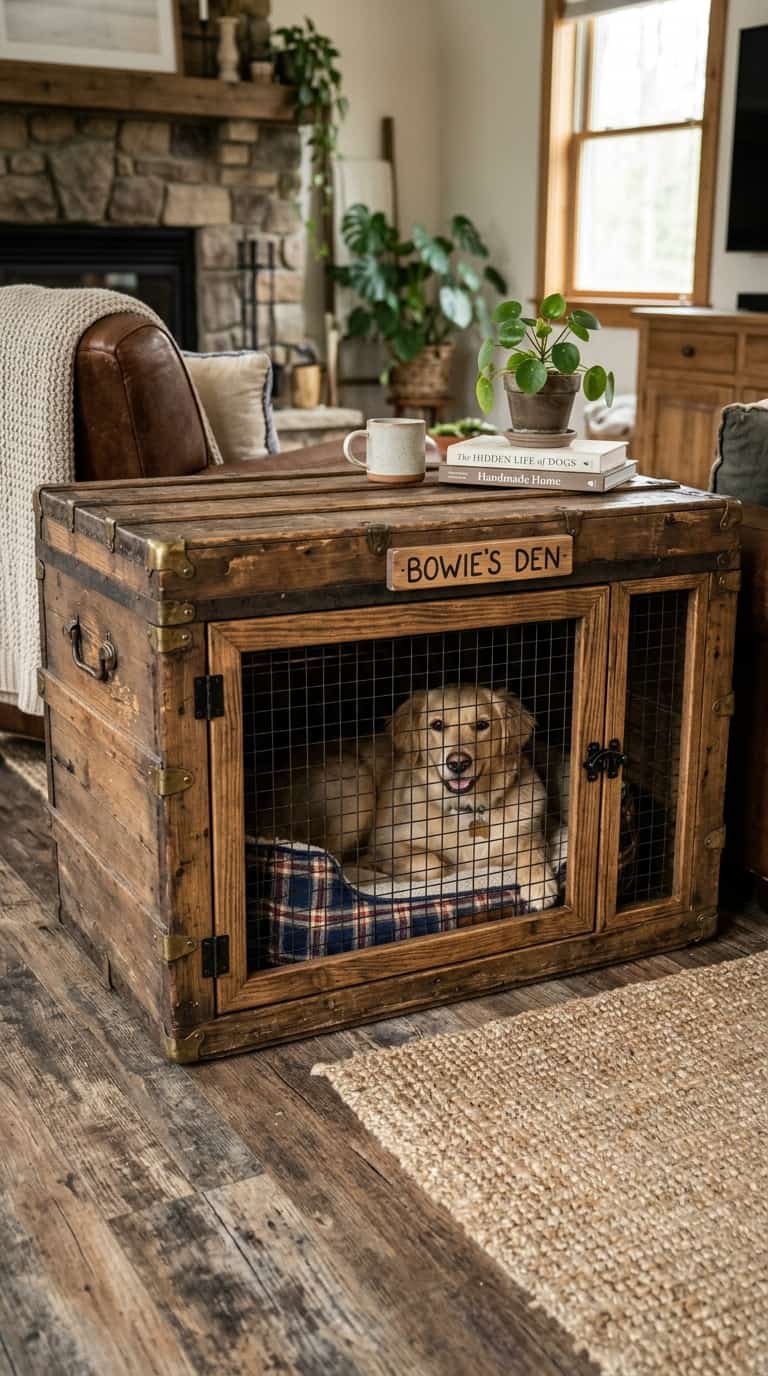 7 Simple DIY Doghouse Ideas For Your Pup 8 DIY Dog Crate Table With a Black Wood Top
