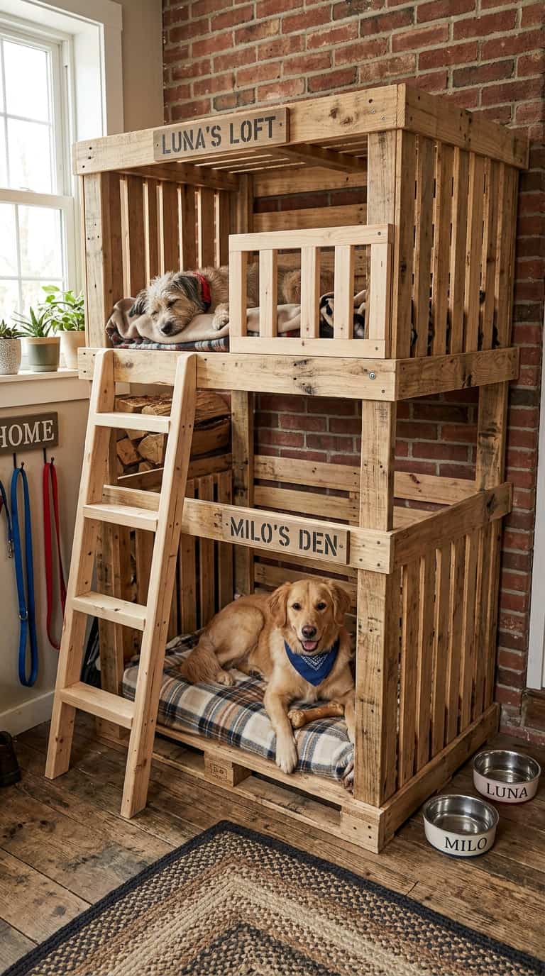 8 Stunning Dog Crate Ideas That Look Like Furniture 6 DIY Pallet Bunk Bed Crate