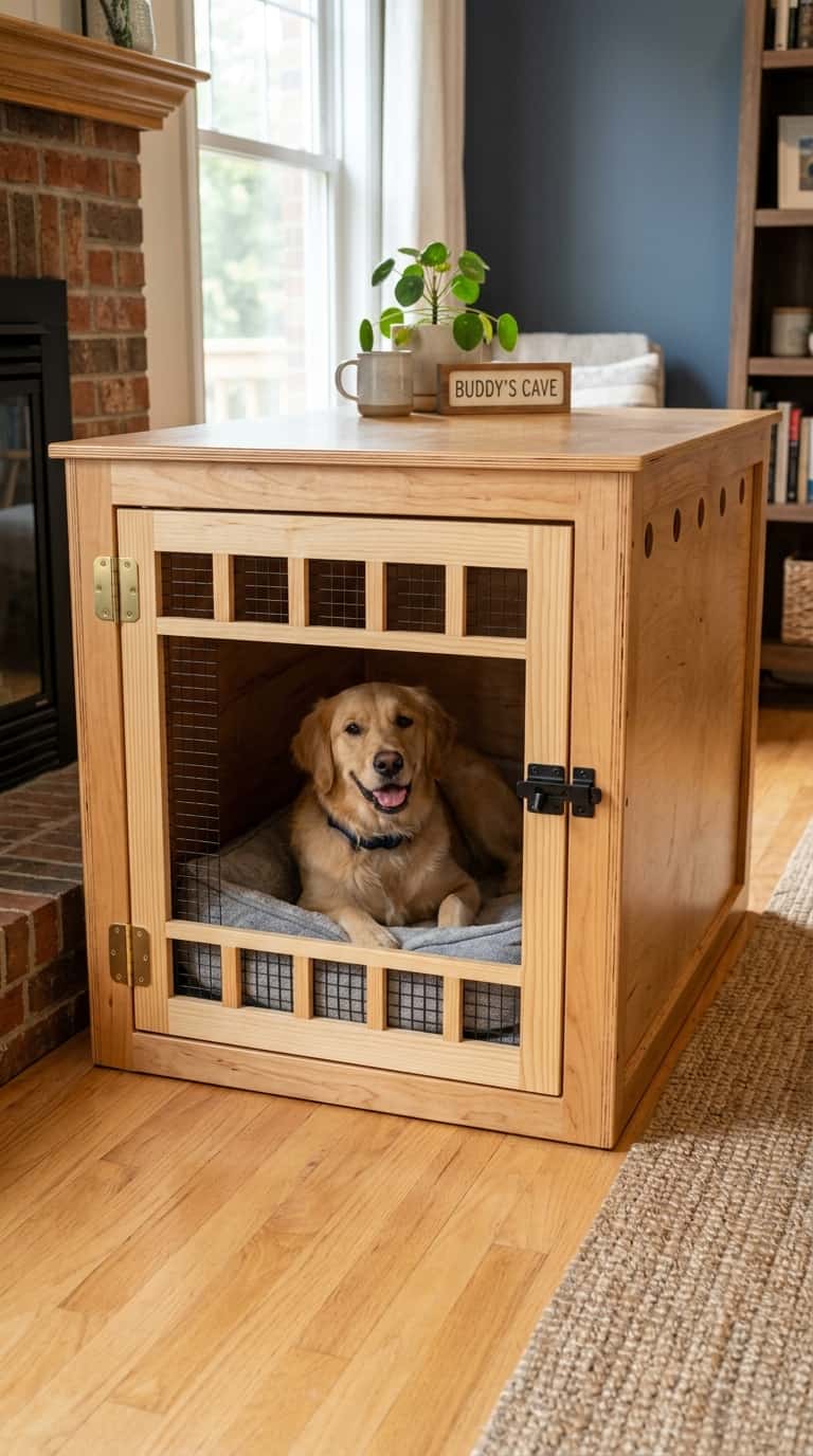 7 Simple DIY Doghouse Ideas For Your Pup 3 DIY Plywood Dog Crate With a Ventilated Door Panel