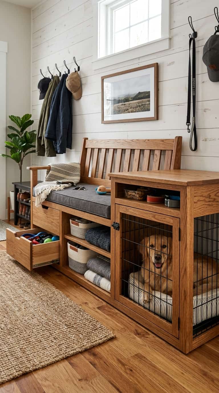 7 dog crate furniture ideas 2 Dog Crate Bench With Under-Seat Storage
