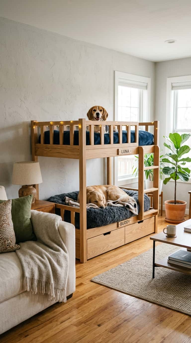 8 Stunning Dog Crate Ideas That Look Like Furniture 4 Dog bunk bed living room