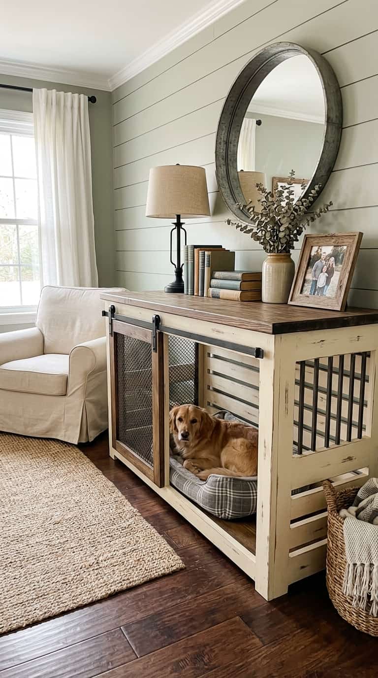 8 Stunning Dog Crate Ideas That Look Like Furniture 7 Farmhouse dog crate sideboard