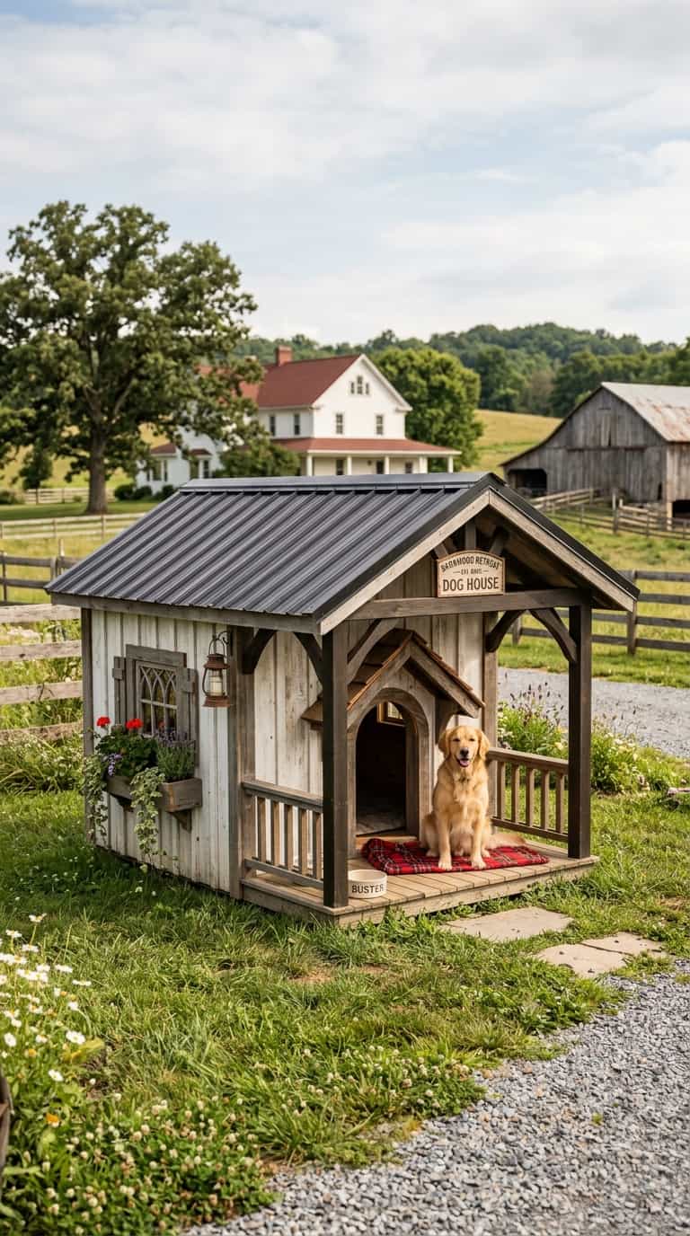 7 Cool DIY Doghouse Ideas You Can Make Weekend 3 Farmhouse doghouse porch