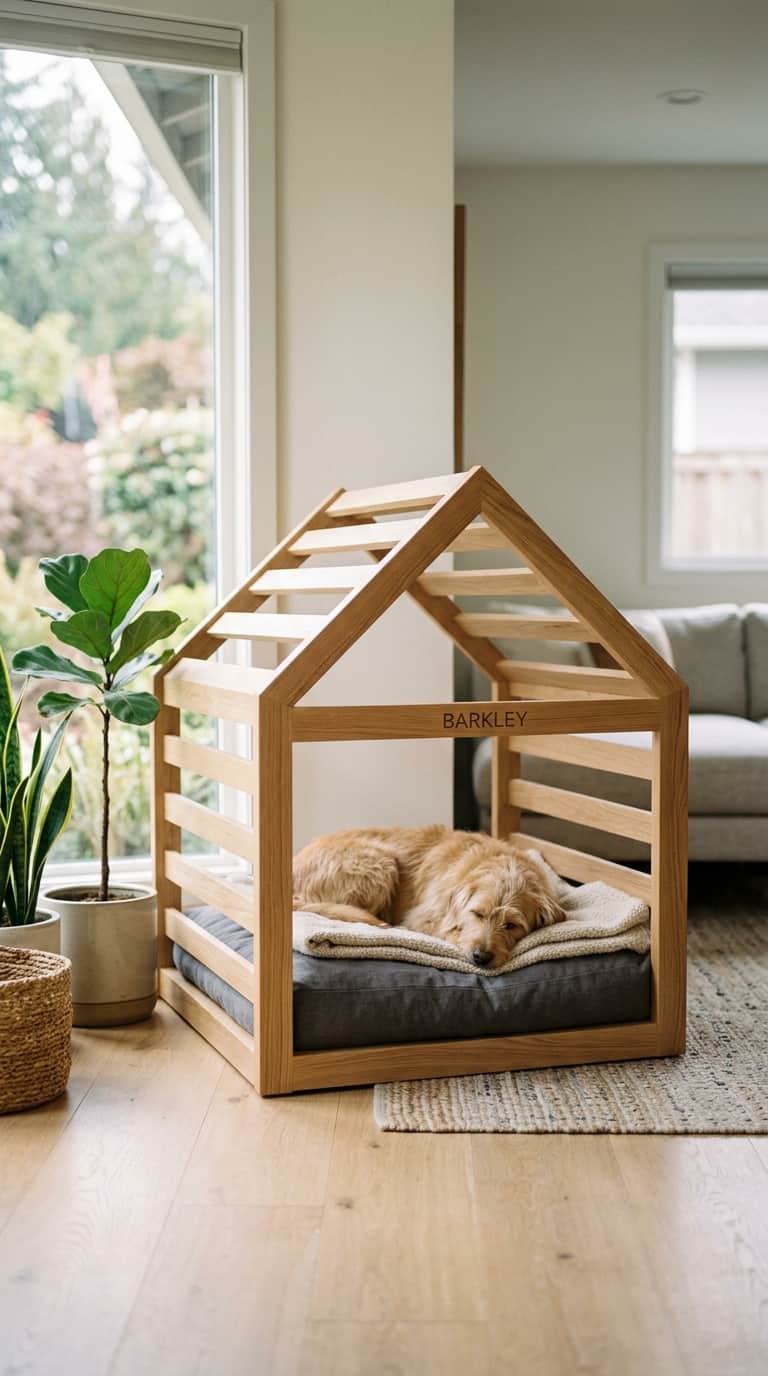 7 Cool DIY Doghouse Ideas You Can Make Weekend 8 Modern Wood Frame Dog Bed