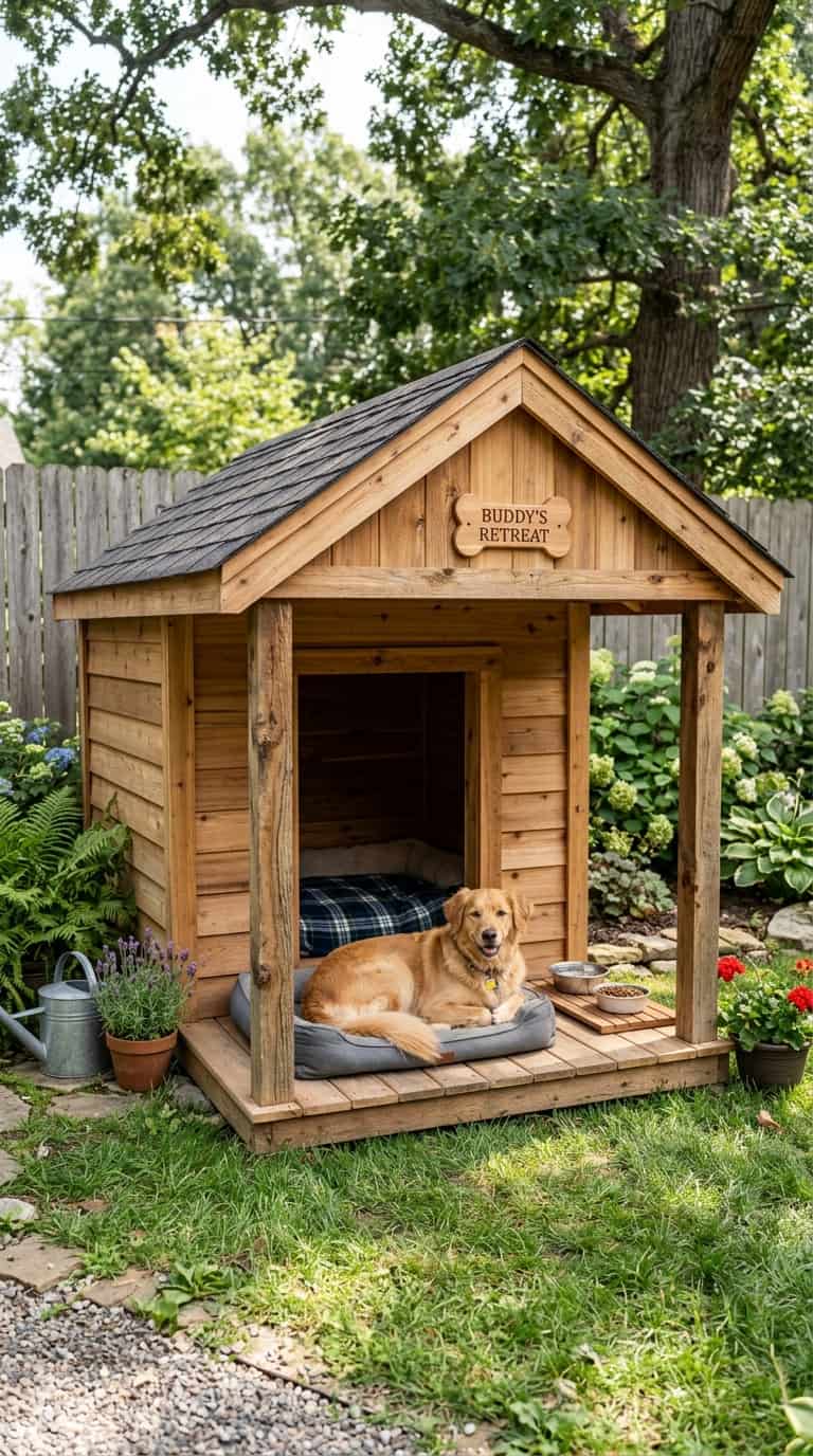 7 Cool DIY Doghouse Ideas You Can Make Weekend 6 Open Front Doghouse Porch