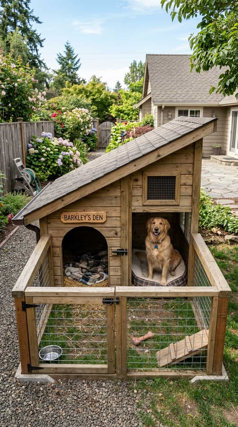 8 comfortable dog kennel ideas you can build easily 4 Slanted-Roof Dog Kennel