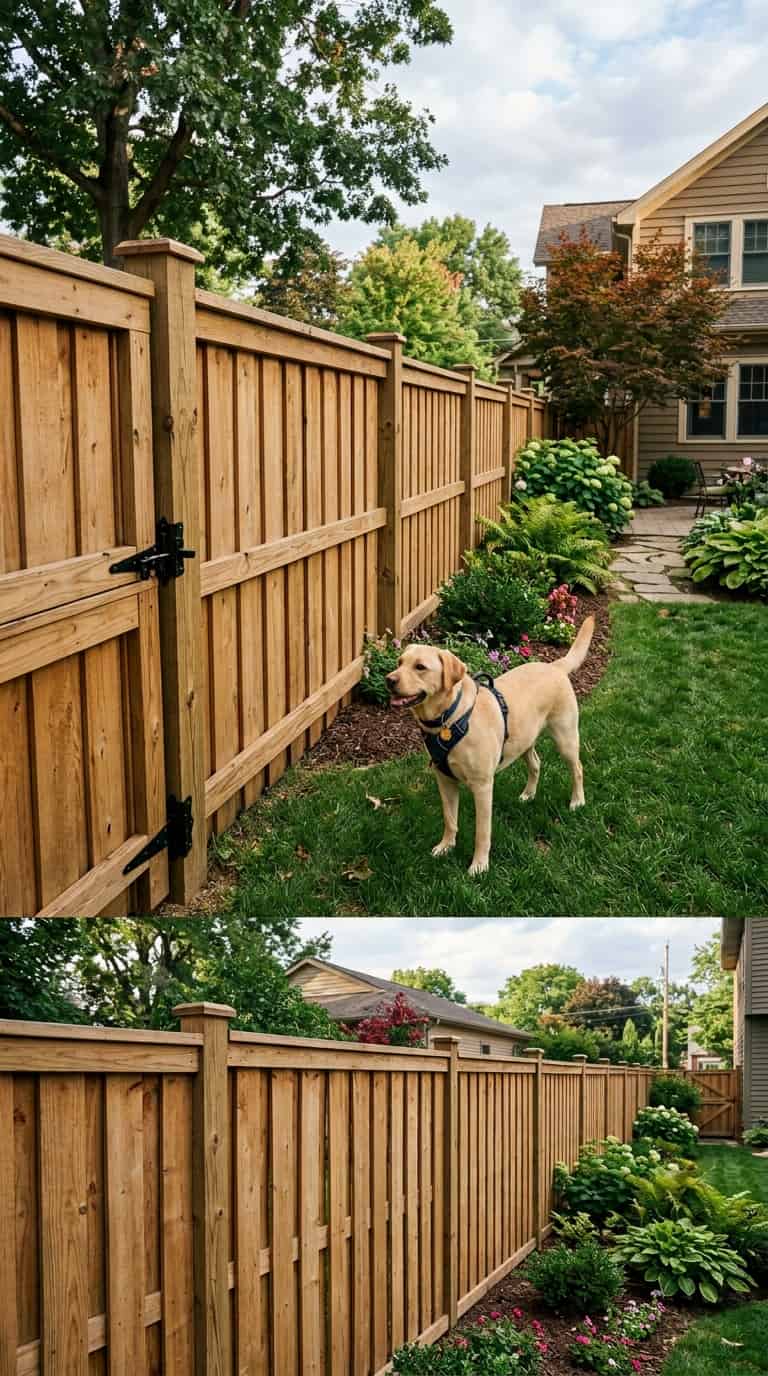 7 Dog Fence Ideas for your backyard 6 Sturdy Wooden Backyard Dog Fence