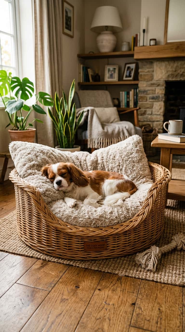 7 comfortable DIY dog beds you can build on a budget 10 Wicker Fluffy Throw Dog Bed